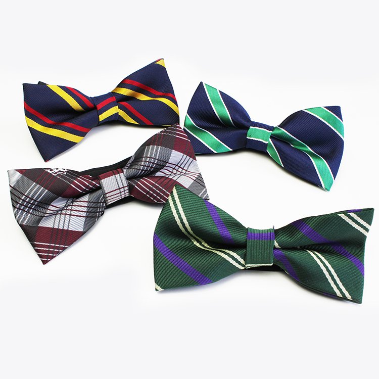 100% silk navy with yellow striped woven bow tie for men wholesale