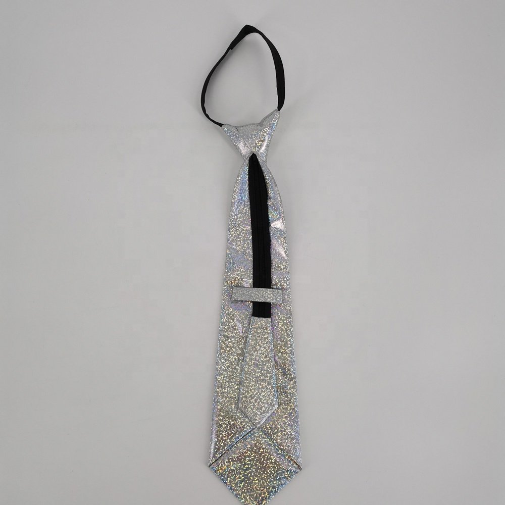 2024 new style hot selling decorating adult hologram men zip gold polyester ties gold tie