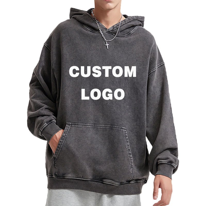 Blank Heavyweight Streetwear Washed 500 Gsm Stonewash Hoodie Manufacturer Oversize Acid Wash Custom Men's Hoodies Sweatshirts