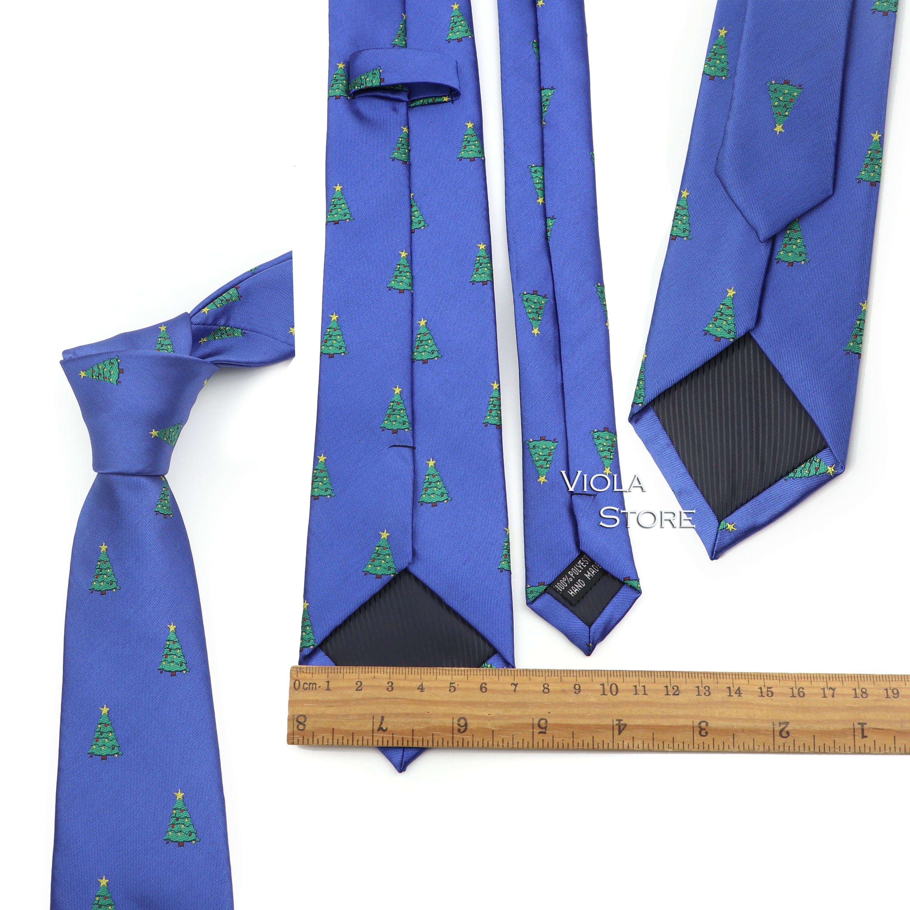 Christmas Tie 7cm Men Gift Blue Green Polyester Santa Claus Snowman Tree Snowflake Deer Necktie Party Festival Xmas Accessories