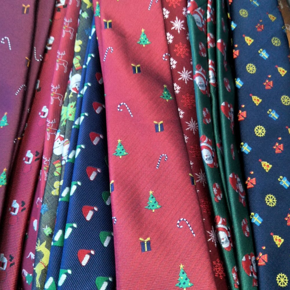 Christmas Tie 7cm Men Gift Blue Green Polyester Santa Claus Snowman Tree Snowflake Deer Necktie Party Festival Xmas Accessories