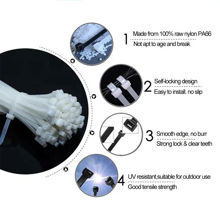 10*550 mm and other sizes Nylon 6 Nylon 66 Cable Tie/Zip Tie