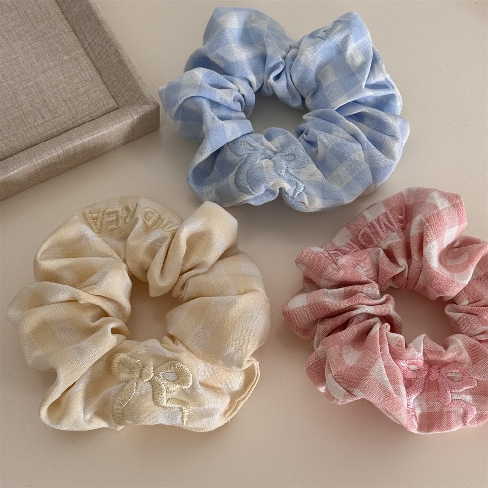 New Style Fashion women's hair accessories Plaid elastic headband Silk satin headband Elastic scrunchie