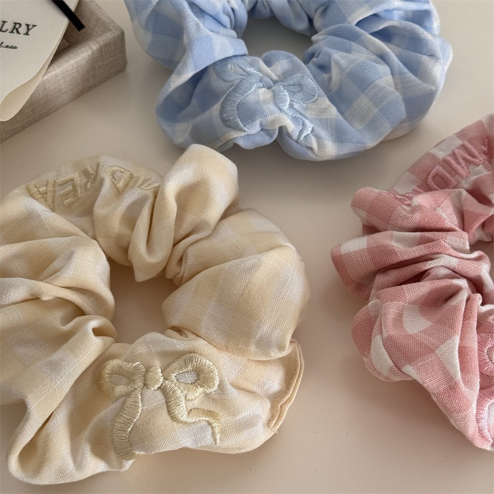 New Style Fashion women's hair accessories Plaid elastic headband Silk satin headband Elastic scrunchie