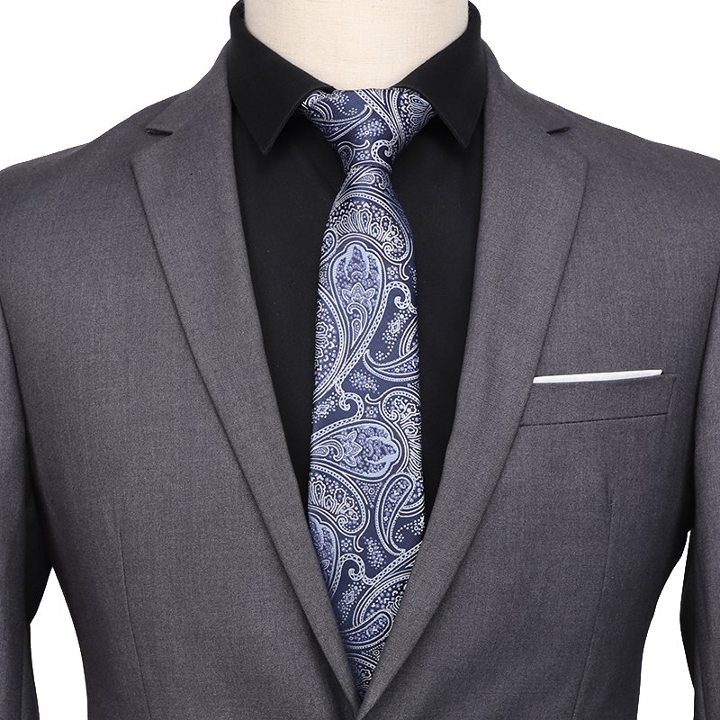 New Exquisite Floral Pattern Jacquard Ties Vintage Style Microfiber Polyester Neckties for Men