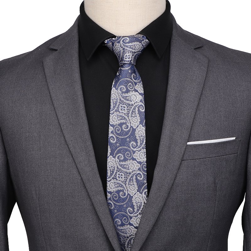 New Exquisite Floral Pattern Jacquard Ties Vintage Style Microfiber Polyester Neckties for Men