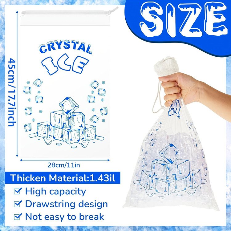 5 8 10 20lb Heavy-Duty wicket poly ldpe ice plastic drawstring clear ice bags plastic