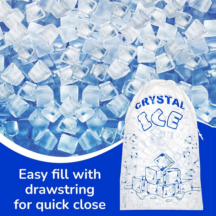 5 8 10 20lb Heavy-Duty wicket poly ldpe ice plastic drawstring clear ice bags plastic