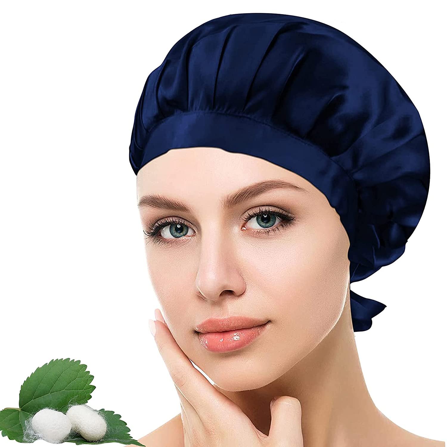 100% Mulberrry Custom Silk Bonnet for Women Hair Care Natural Silk Teal and Pink Silk Bonnet