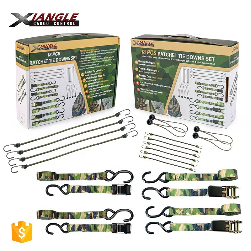 Direct manufacturer new 1" 25mm ratchet tie down polyester webbing cargo lashing belt straps with S hook assortment