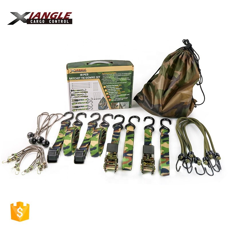 Direct manufacturer new 1" 25mm ratchet tie down polyester webbing cargo lashing belt straps with S hook assortment