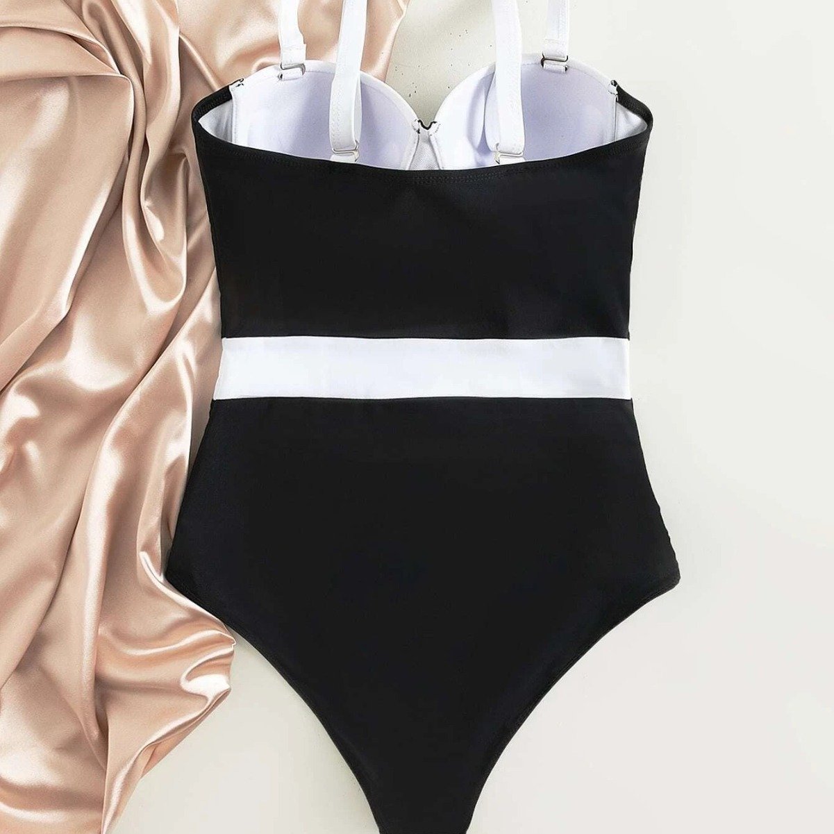 STOCK Undewire Push Up Plus Size Swimwear Textured Ribbed L-4XL Swimsuit For Fat Women