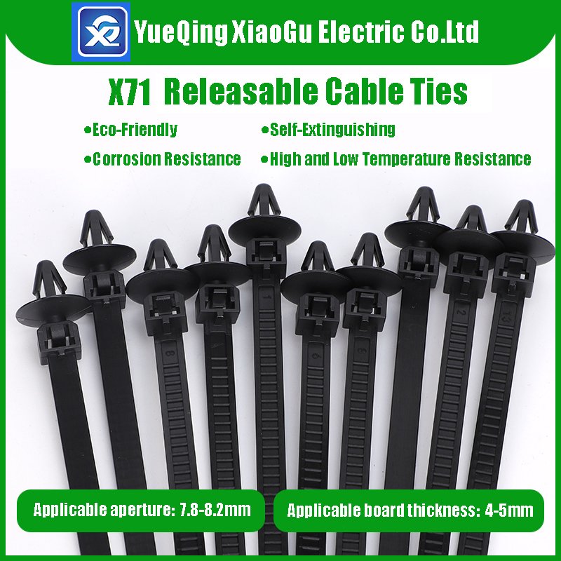 Releasable Push Mount Cable Zip Ties with Arrowhead and Disc