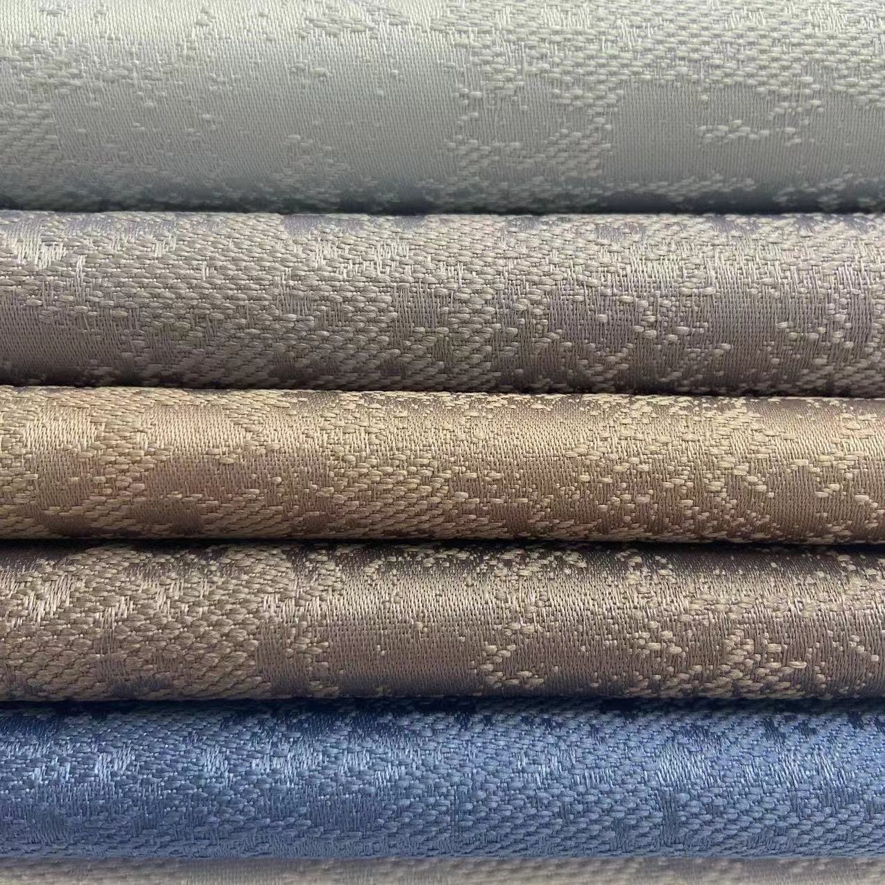 China Wholesale 4 pass flocking 100% blackout coating jacquard design curtain fabric roll textiles