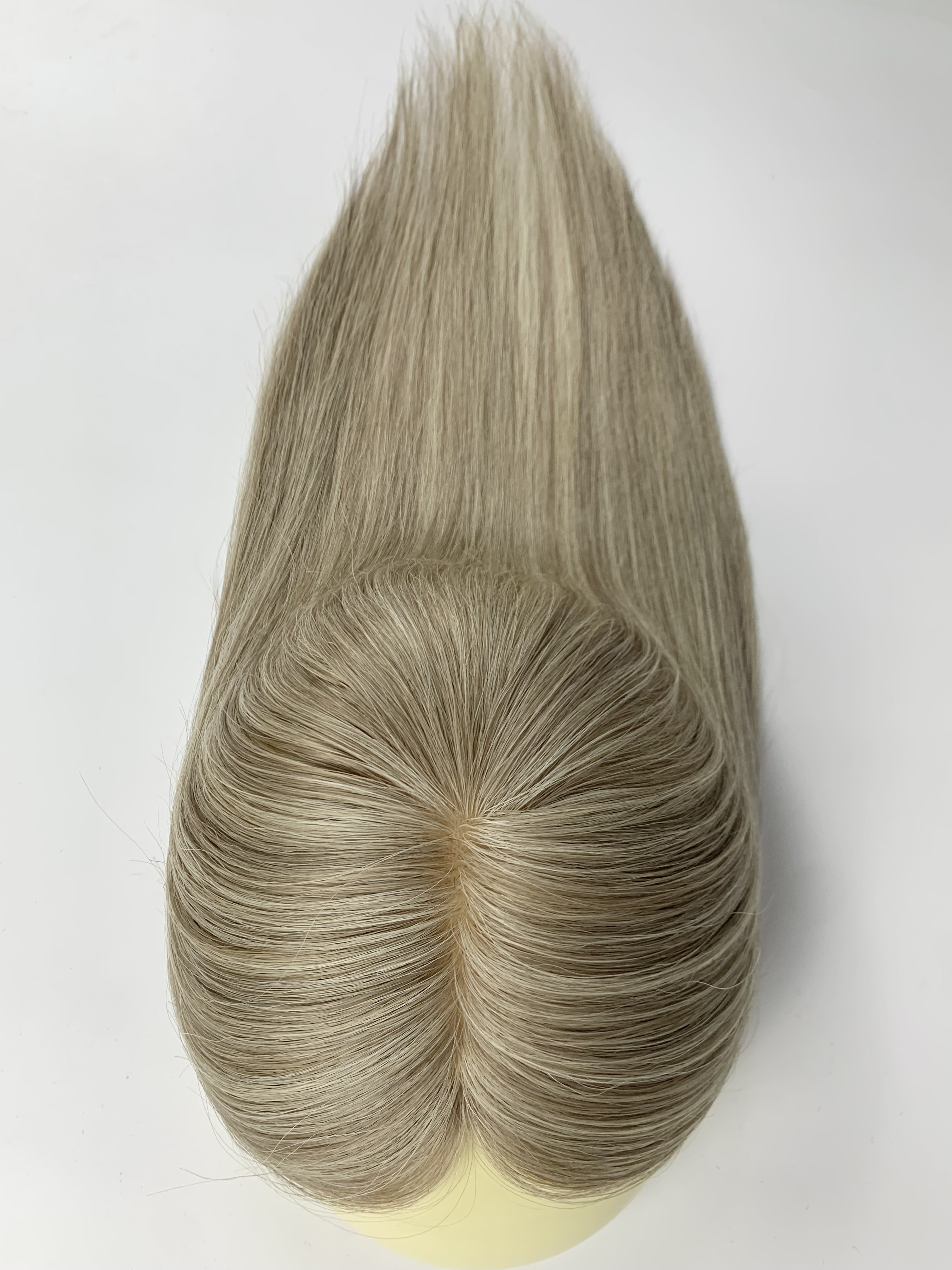 Hand Tied Mono Base Silk Base Topper 100% Virgin Human Hair For Women With Thinning Hair Loss Cover Gray Hair Three Clips
