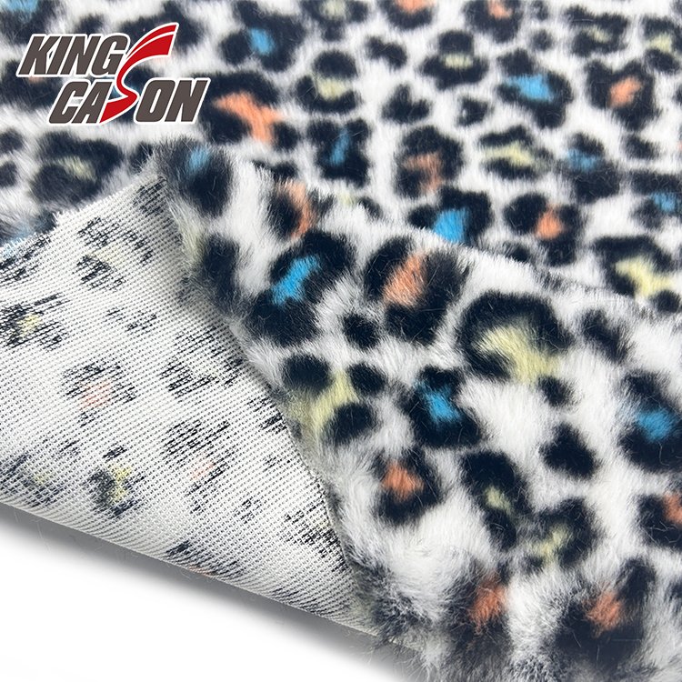 KINGCASON Chinese Factory Good Hand-feeling Animal Printed Polyester Faux Fur Rabbit Fleece Fabric for Jacket