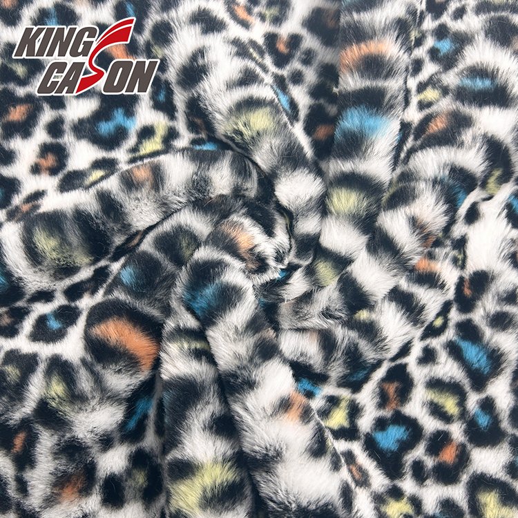 KINGCASON Chinese Factory Good Hand-feeling Animal Printed Polyester Faux Fur Rabbit Fleece Fabric for Jacket