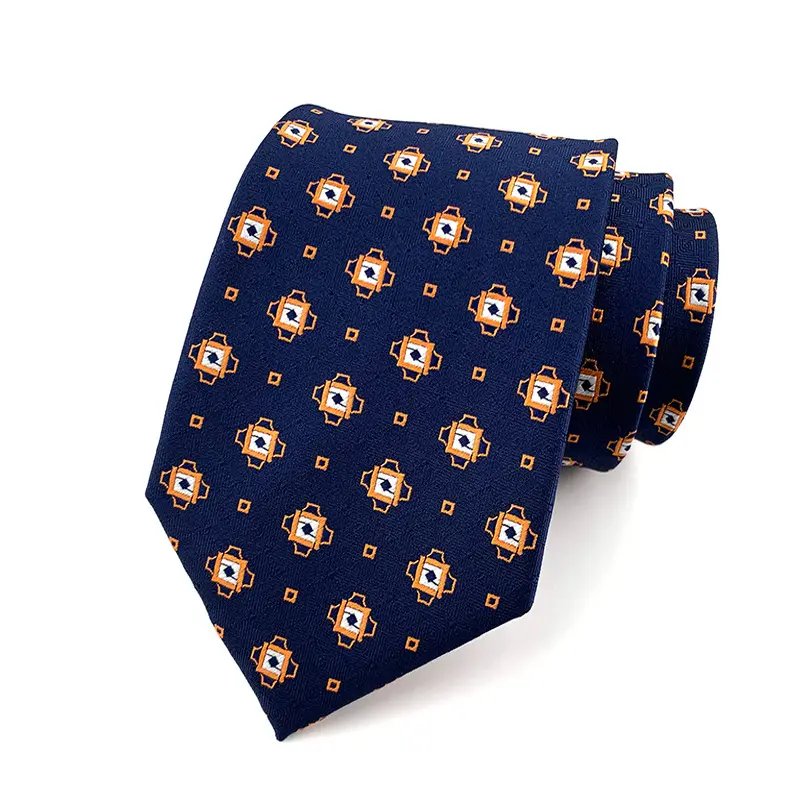 Fashion Custom Embroidered Printed High Quality Office Wear Polyester Silk Suit Accessories Label Tie For Men