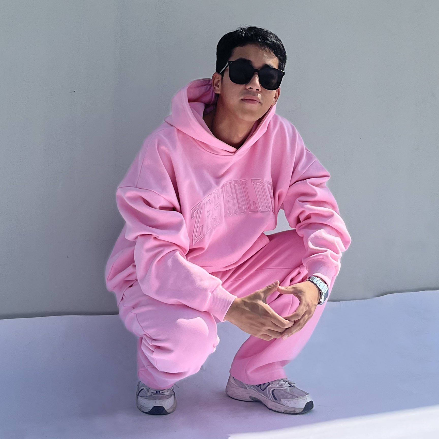 Wholesale Heavyweight Oversized Tracksuits Unisex Pink 100% Cotton Pullover Hoodies