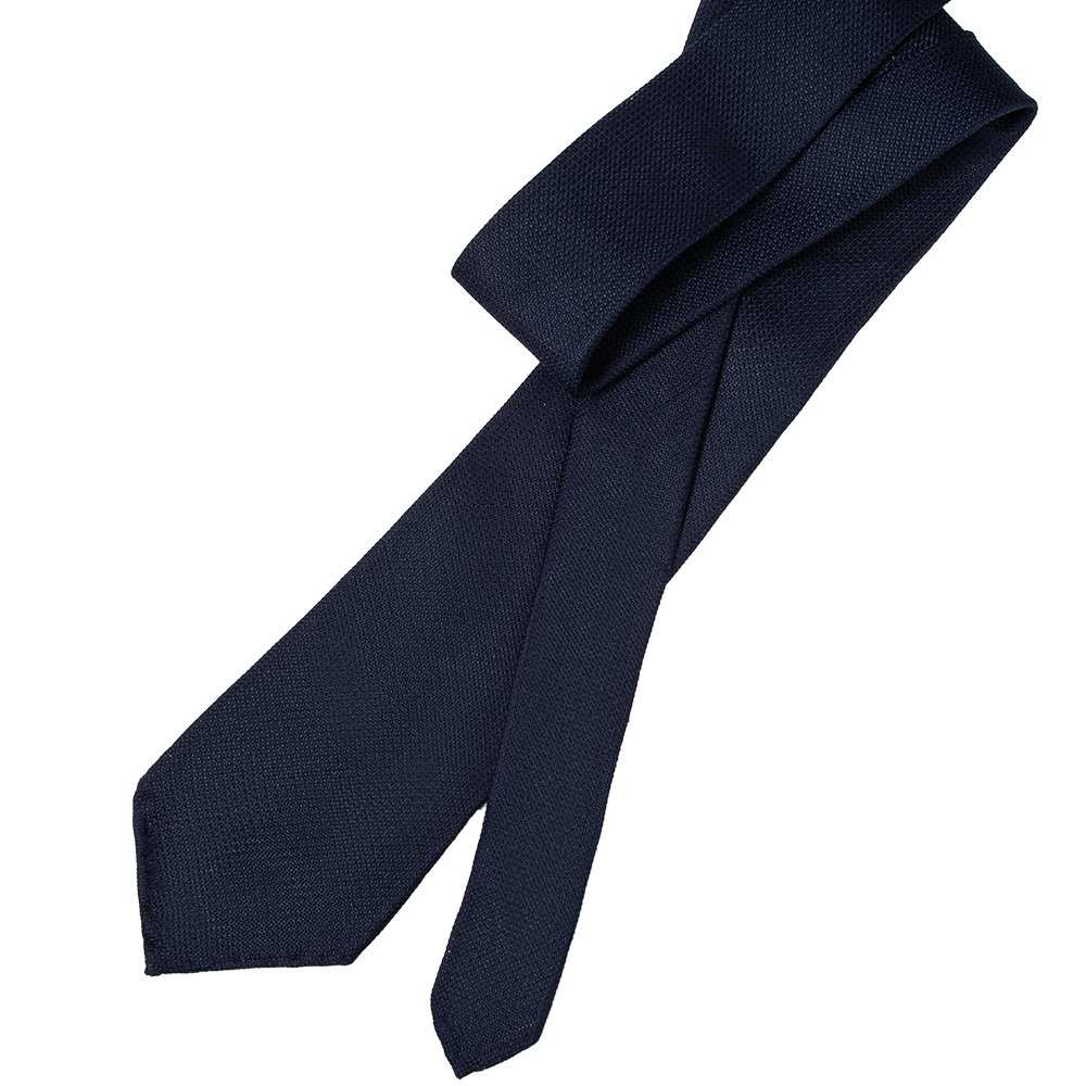 100% Silk Woven Block Navy Ties High Quality Handrolled Untipped Grenadine Necktie For Men