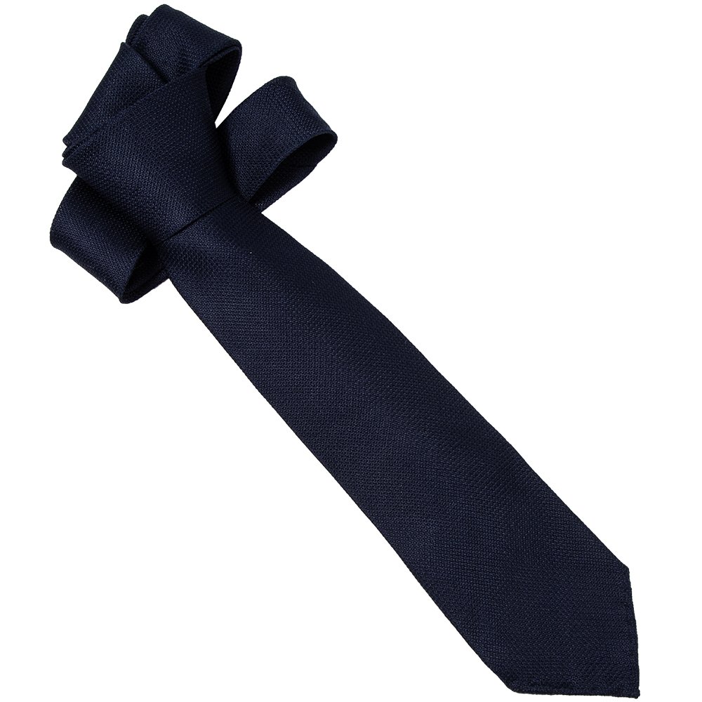 100% Silk Woven Block Navy Ties High Quality Handrolled Untipped Grenadine Necktie For Men