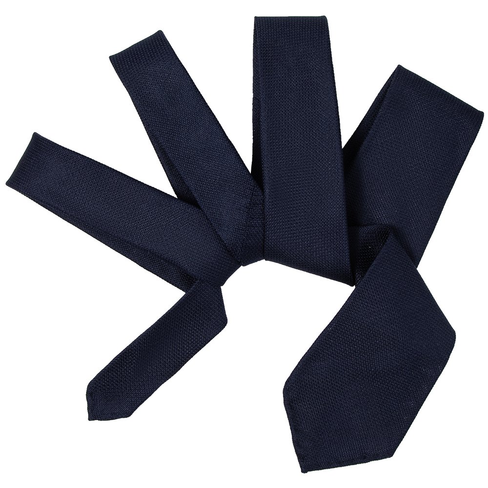 100% Silk Woven Block Navy Ties High Quality Handrolled Untipped Grenadine Necktie For Men