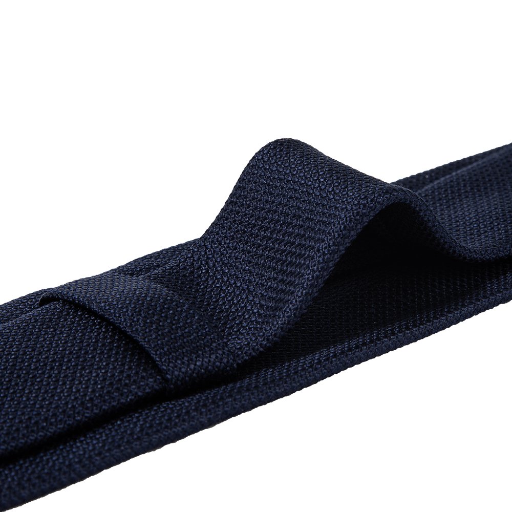 100% Silk Woven Block Navy Ties High Quality Handrolled Untipped Grenadine Necktie For Men