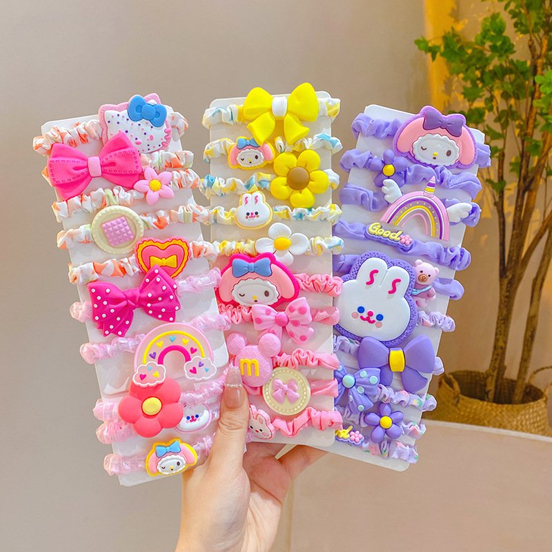 Cartoon Girls Hair Scrunchies Kids No Hurt Hair Rubber Band Candy Color Cute Elastic Hair Tie for Children Baby Girls