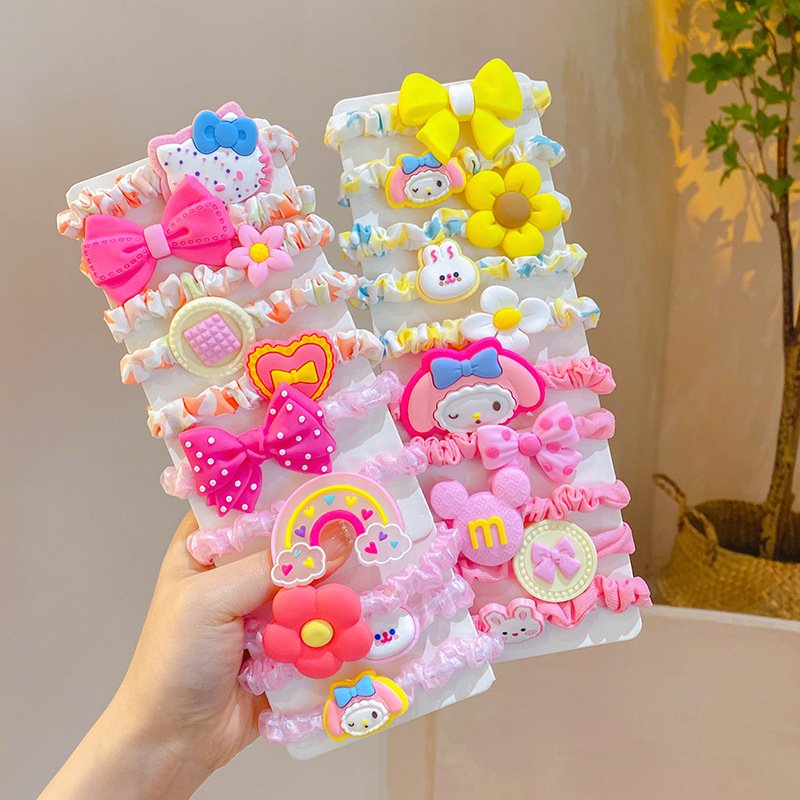 Cartoon Girls Hair Scrunchies Kids No Hurt Hair Rubber Band Candy Color Cute Elastic Hair Tie for Children Baby Girls