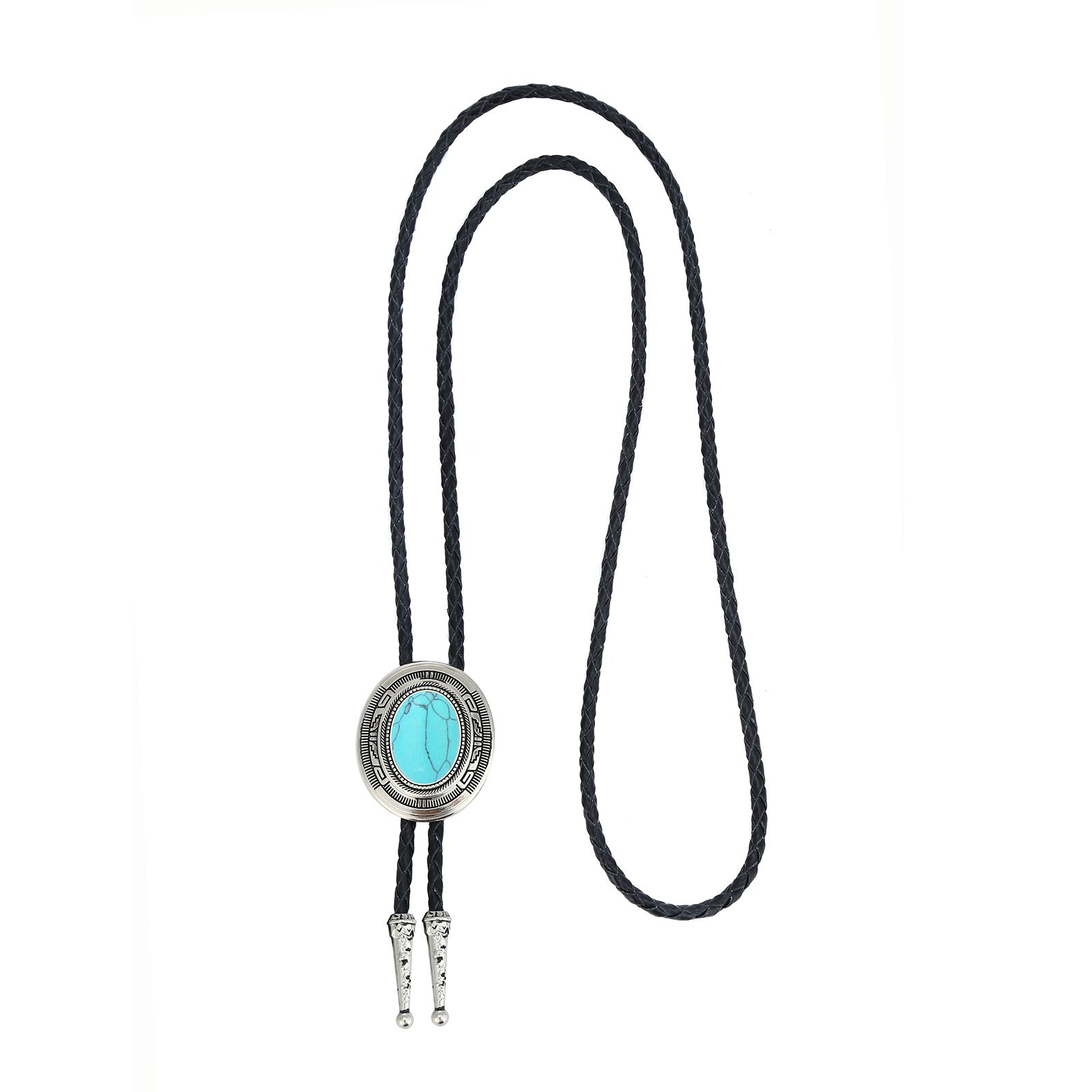 2024 Western cowboy bolo tie natural agate stone zinc alloy leather bow tie men's shirt accessories for suit