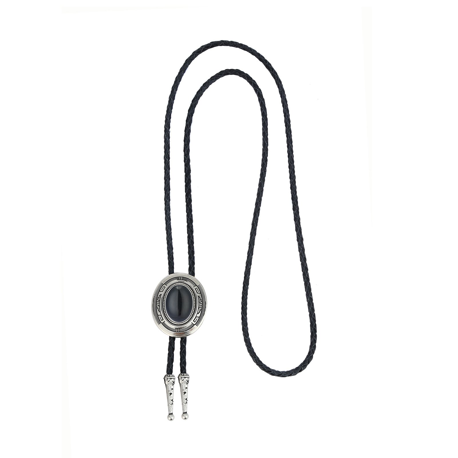 2024 Western cowboy bolo tie natural agate stone zinc alloy leather bow tie men's shirt accessories for suit