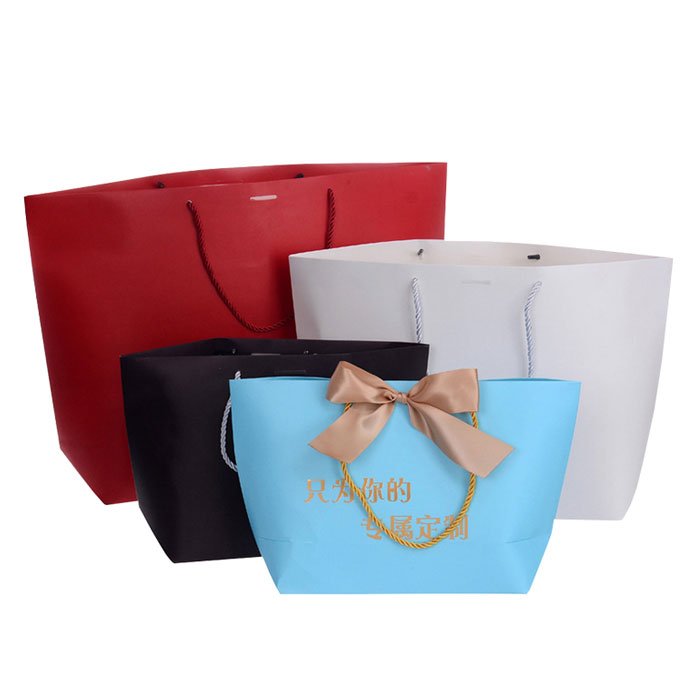 Luxury Custom Gold Logo Chupi Large Small Retail Costume Clothing Clothes Shopper Gift Paper Bag With Bow Tie Ribbon Handles