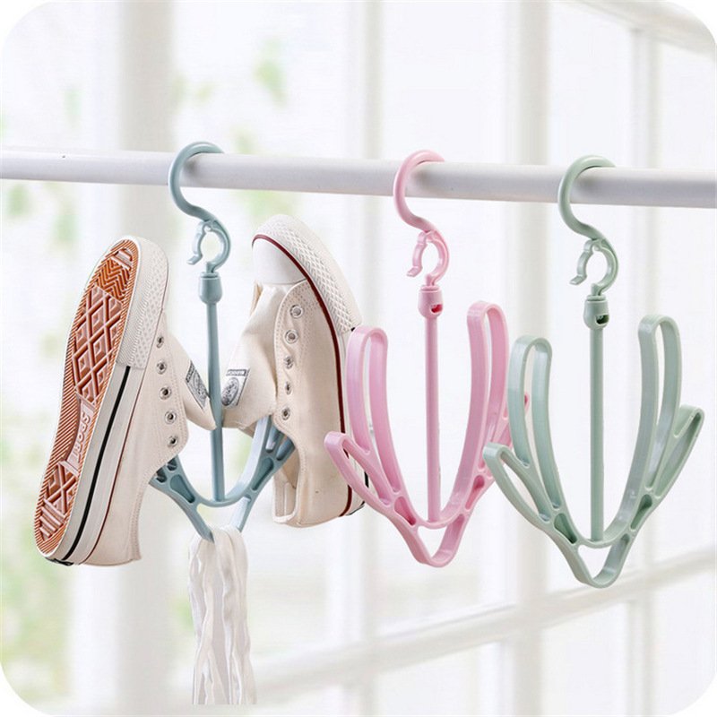 Lavinia multifunction plastic hangers drying shoe rack double hook plastic shoe dryer hanger