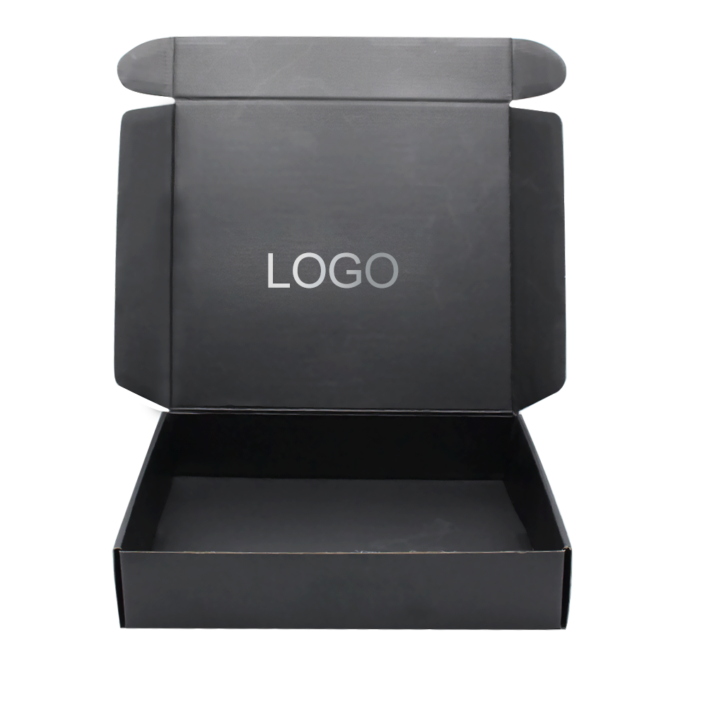 Custom Logo Corrugated Cardboard Matte Black Shipping Boxes Folding Mailer Box