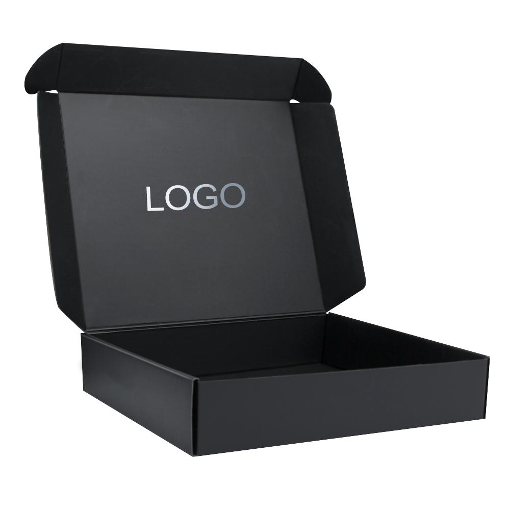 Custom Logo Corrugated Cardboard Matte Black Shipping Boxes Folding Mailer Box