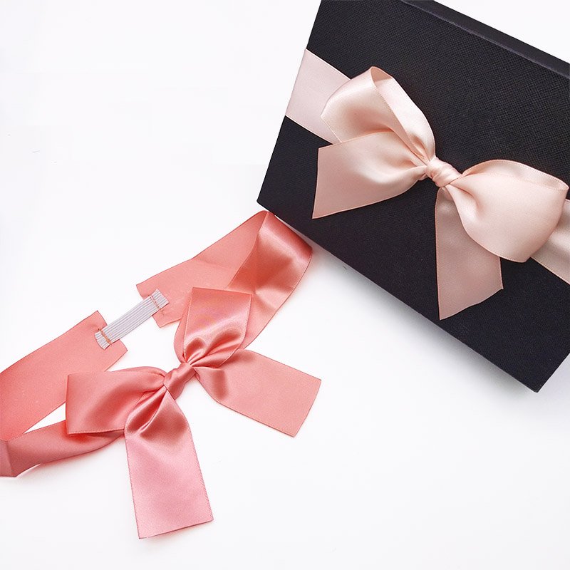 E-Magic Wholesale Custom Hot Sale Pink Pre-tied Satin Ribbon Elastic Bow With Stretch Loop