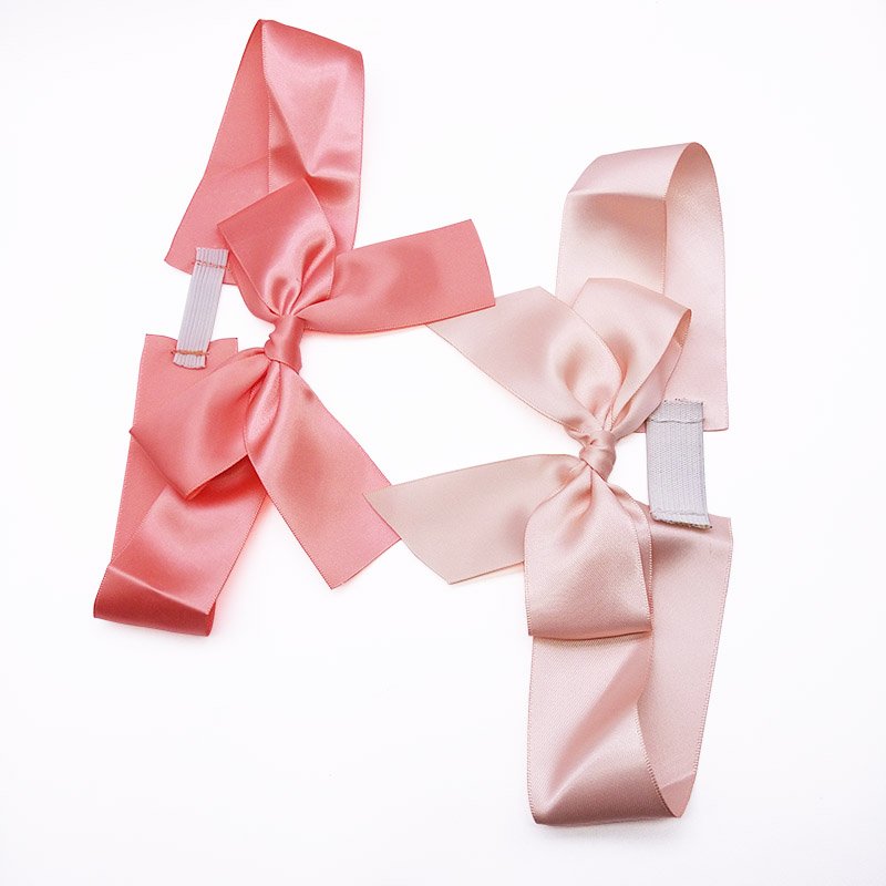 E-Magic Wholesale Custom Hot Sale Pink Pre-tied Satin Ribbon Elastic Bow With Stretch Loop