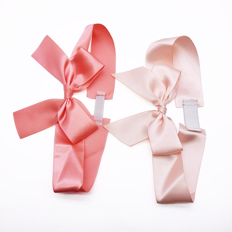 E-Magic Wholesale Custom Hot Sale Pink Pre-tied Satin Ribbon Elastic Bow With Stretch Loop