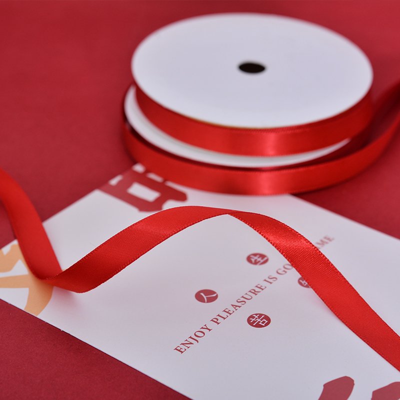 Ribest 9mm 100Y/R Red Double Face Satin Ribbon For Birthday Gift Boxes Packaging Wedding Decoration Wholesale
