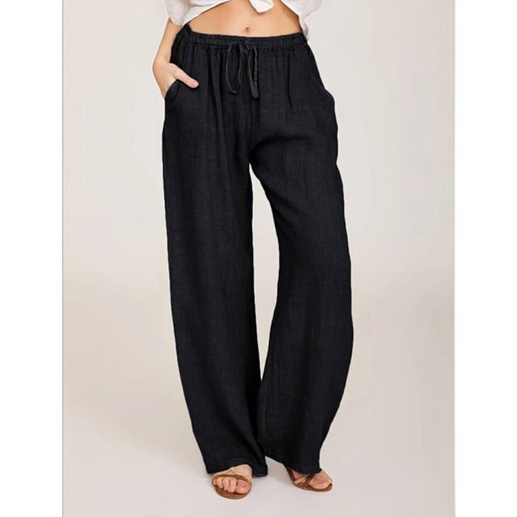 Woman Pants 2021 Casual Cotton And Linen Loose Yoga Pants Solid Color High Waist Plus Size Women's Trousers