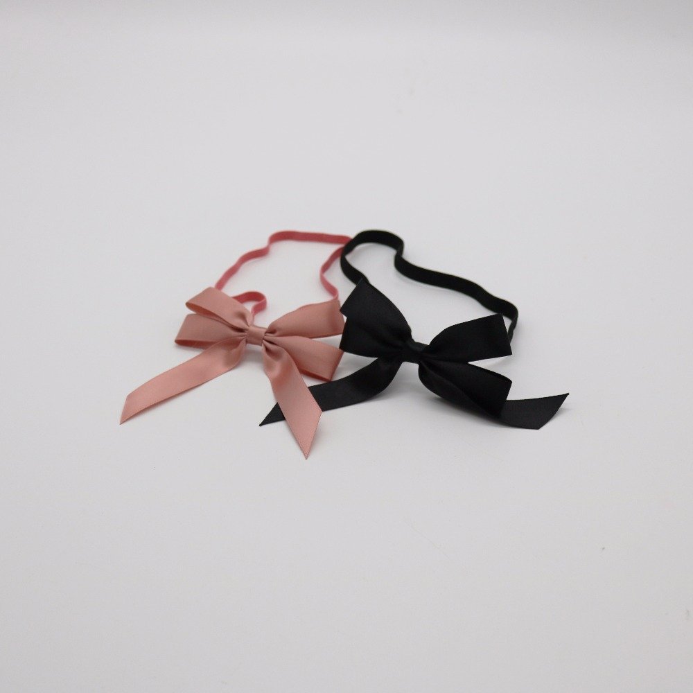 Customized Bottles Gift Decoration Custom Handmade Satin Ribbon Bow with Elastic Band Loop For Neck Bottle Wrapping