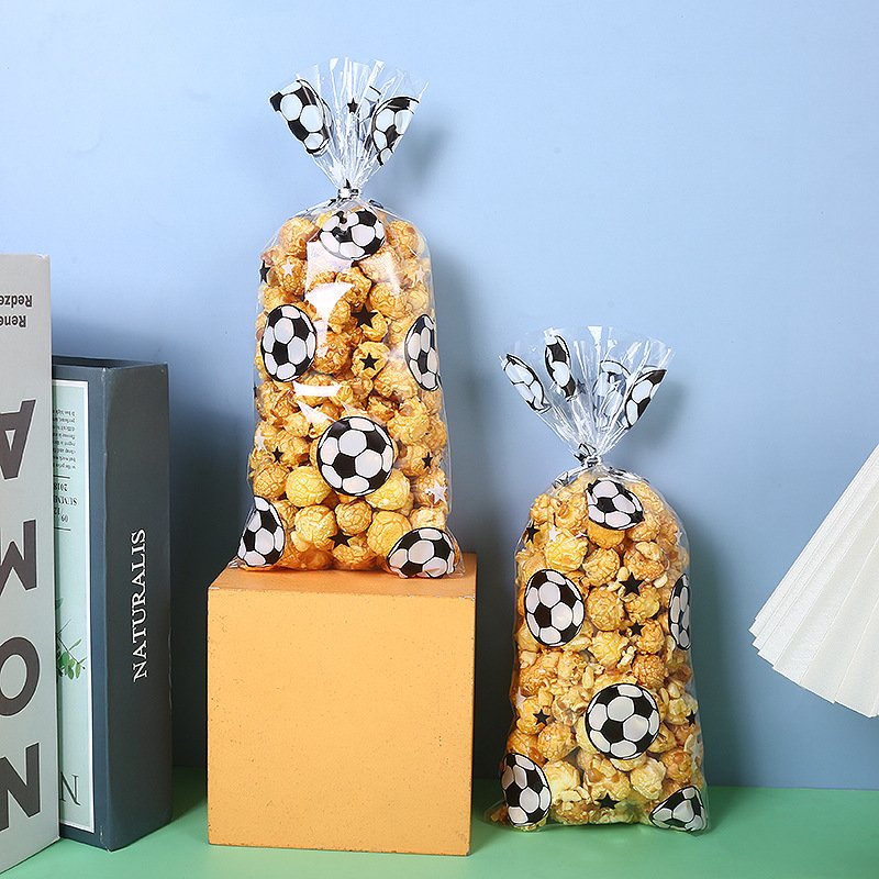 Soccer Print Treat Candy Bags Cookie Plastic Bags For Guest Gifts Birthday Football Theme Party Favors Bag With Twist Ties
