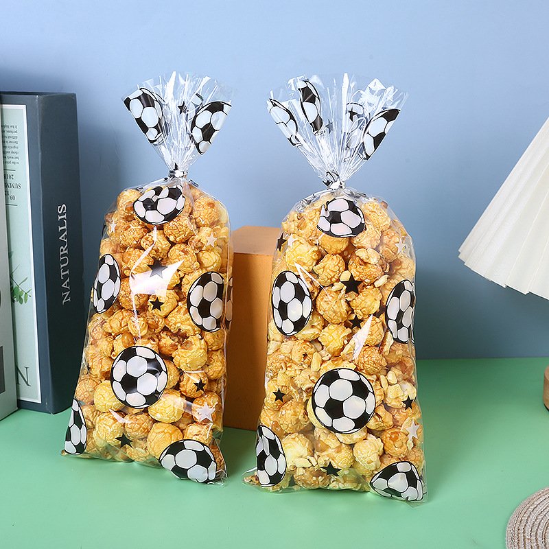 Soccer Print Treat Candy Bags Cookie Plastic Bags For Guest Gifts Birthday Football Theme Party Favors Bag With Twist Ties