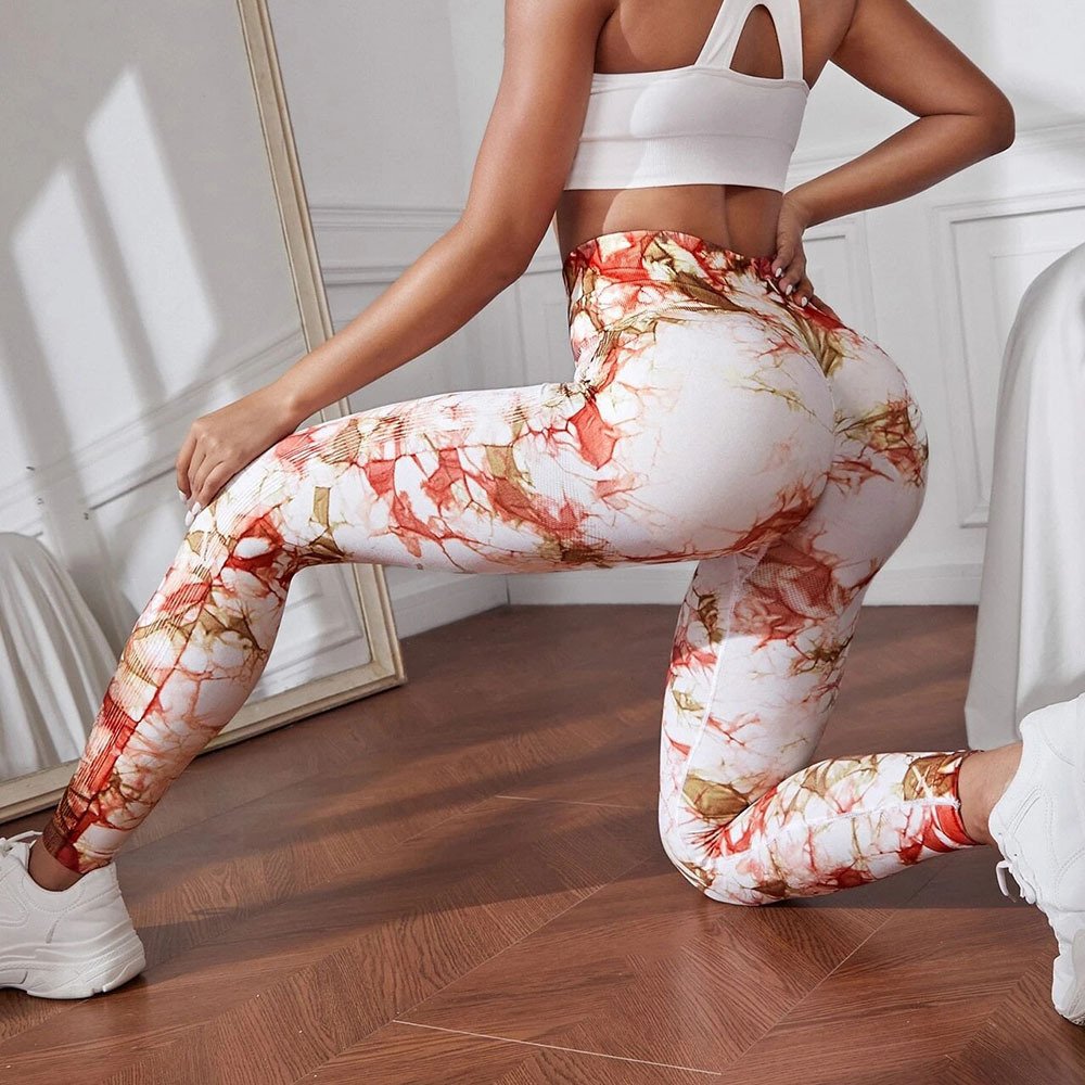 High Quality Tie Dye Seamless Colorful Leggins Women Fitness High Waist Scrunch Butt Lifting Quick Drying Yoga Pants