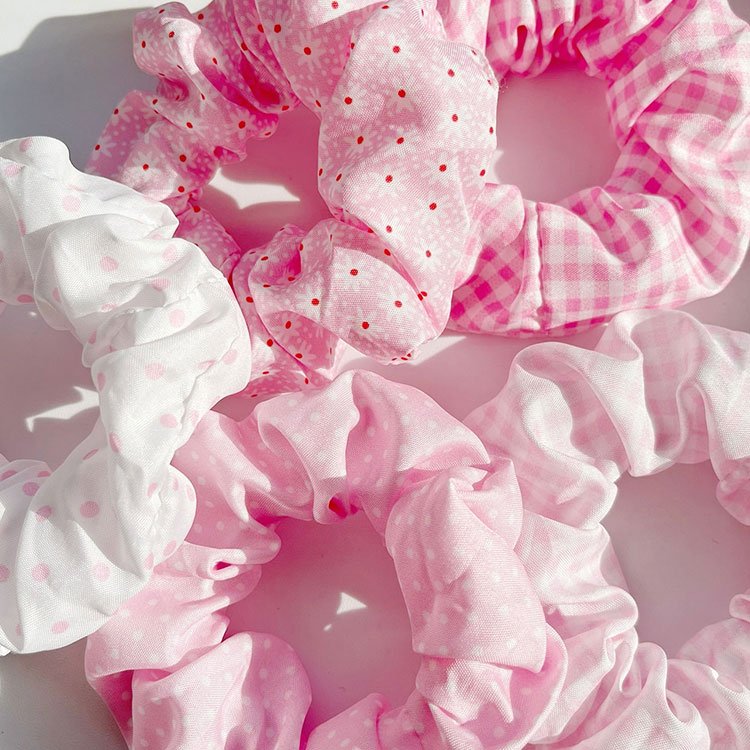 Custom Multiple Print Scrunchies Plant Design Printed Organza Polyester Scrunchies Hair Tie hijab scrunchie