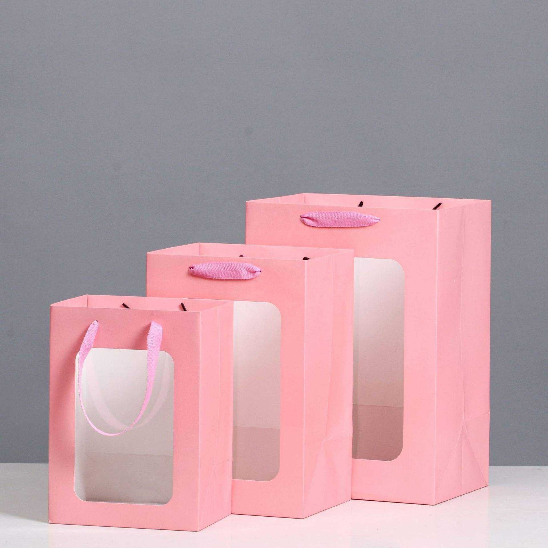 Environment Friendly custom shopping bags Window Cardboard Luxury Paper Shopping Bags 20*16*30cm Clothes Toys Gifts