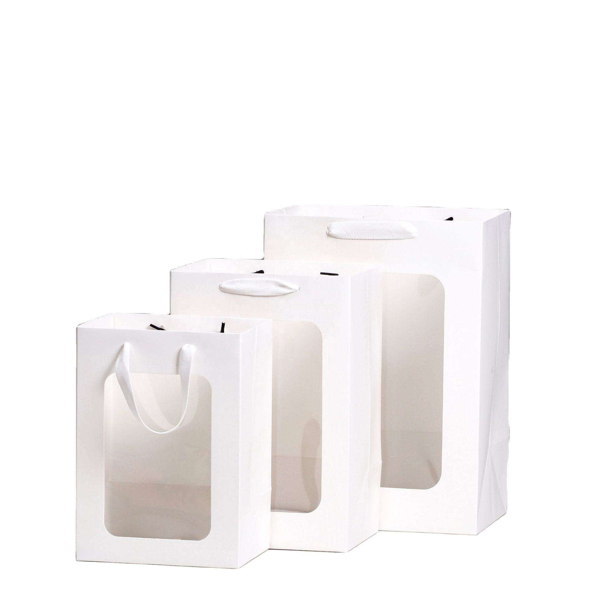 Environment Friendly custom shopping bags Window Cardboard Luxury Paper Shopping Bags 20*16*30cm Clothes Toys Gifts