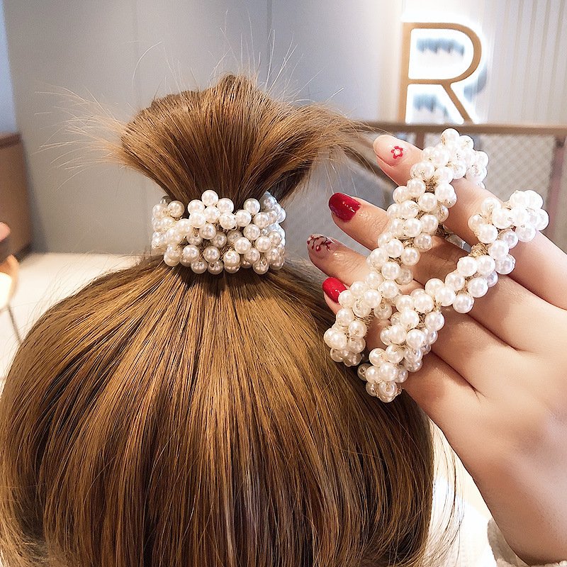 Elastic Pearl Hairband Girls Hair Ties Crystal Designer Pearl Hairband for Women Bracelet Pearl Hair Tie