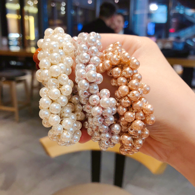Elastic Pearl Hairband Girls Hair Ties Crystal Designer Pearl Hairband for Women Bracelet Pearl Hair Tie