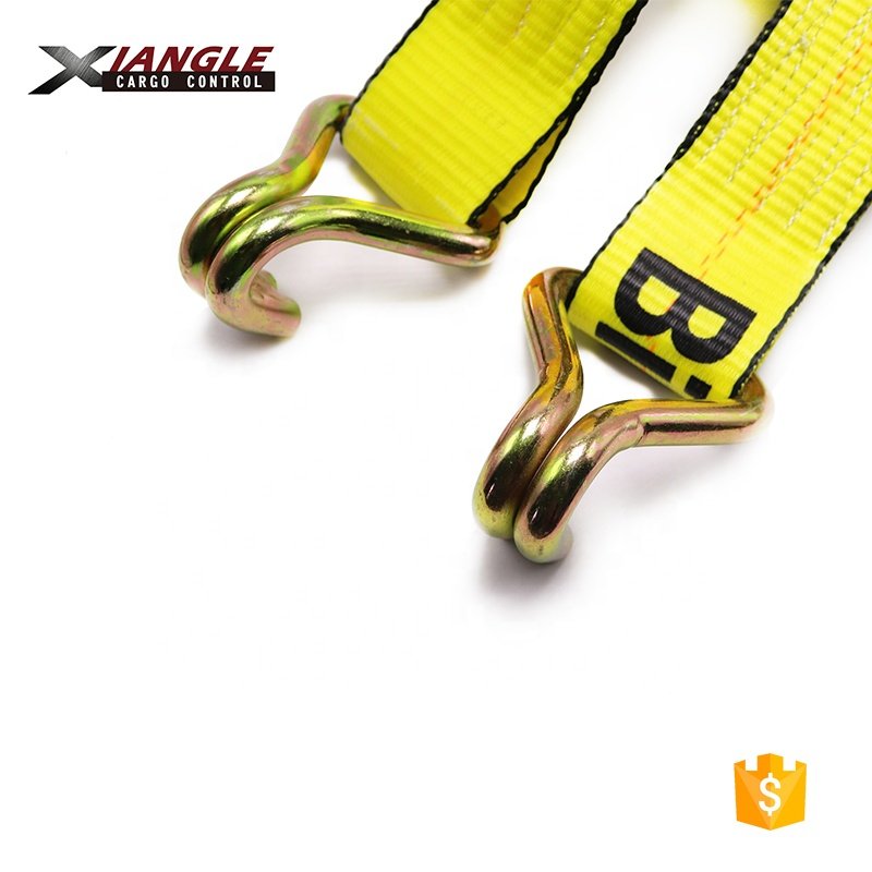 2" 25ft 27ft 30ft Ratchet Tie Down Strap Tensioner for cargo securing with double J hook